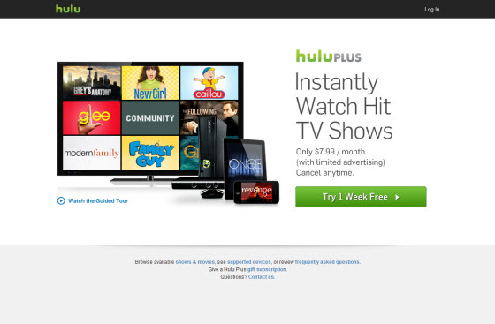 Hulu Plus hjemmeside uden for USA med Getflix