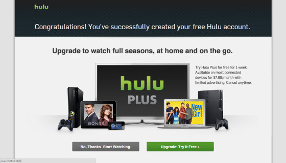Hulu Plus opgradering side uden for USA med Getflix